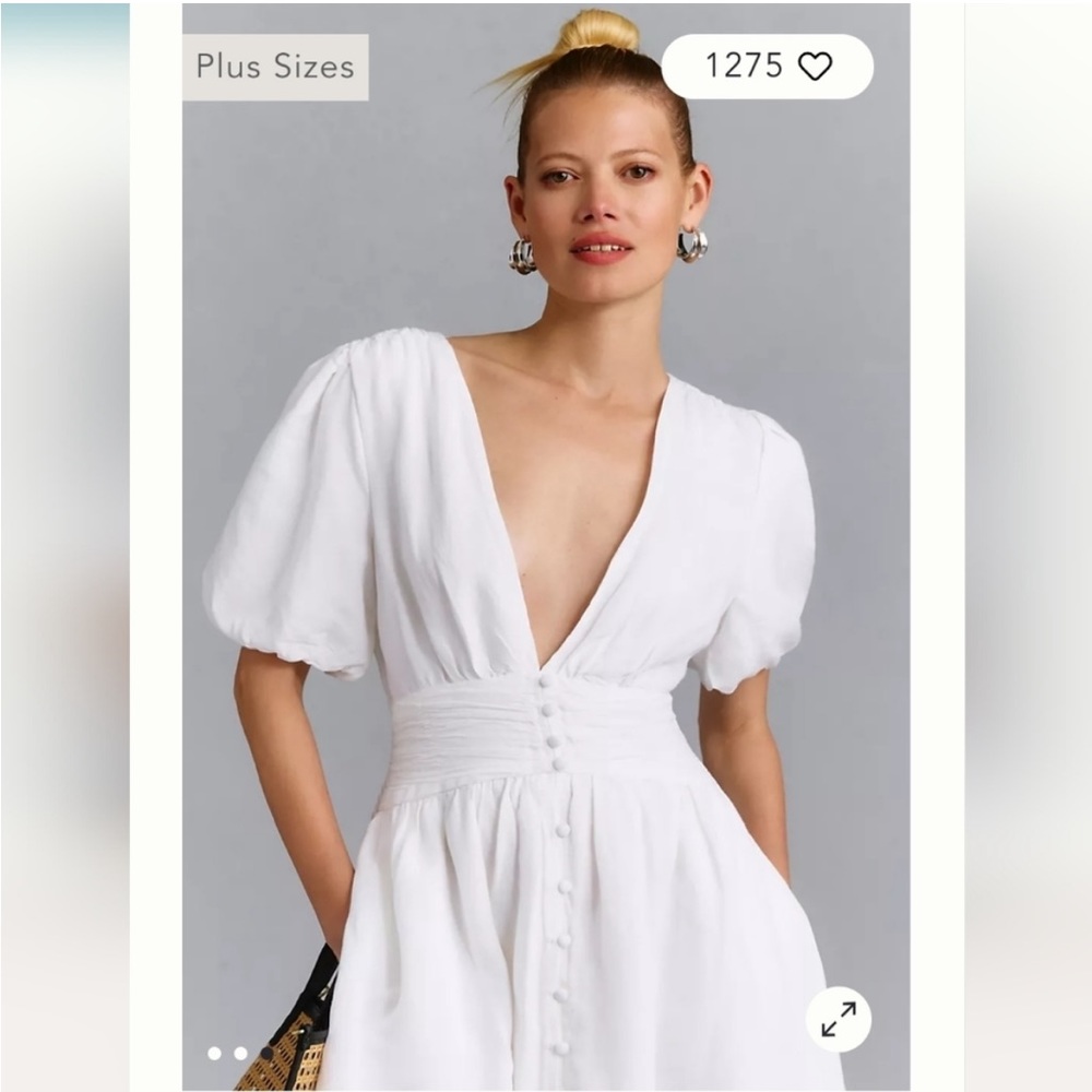 Brand New‼️Anthropologie The Katerina Button-Front Mini Dress In White